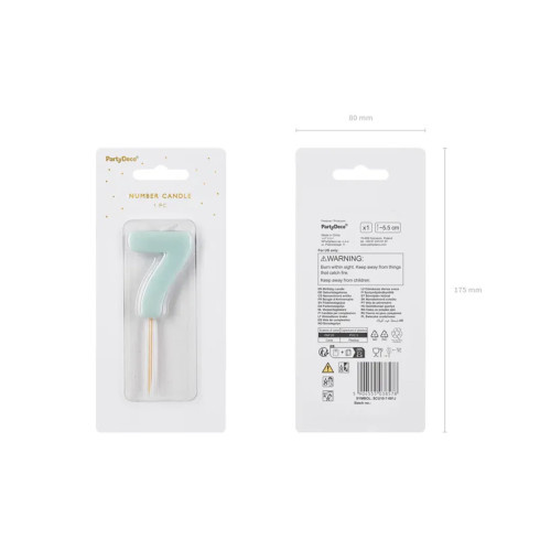 Sviečka na tortu číslo 7 svetlomodrá