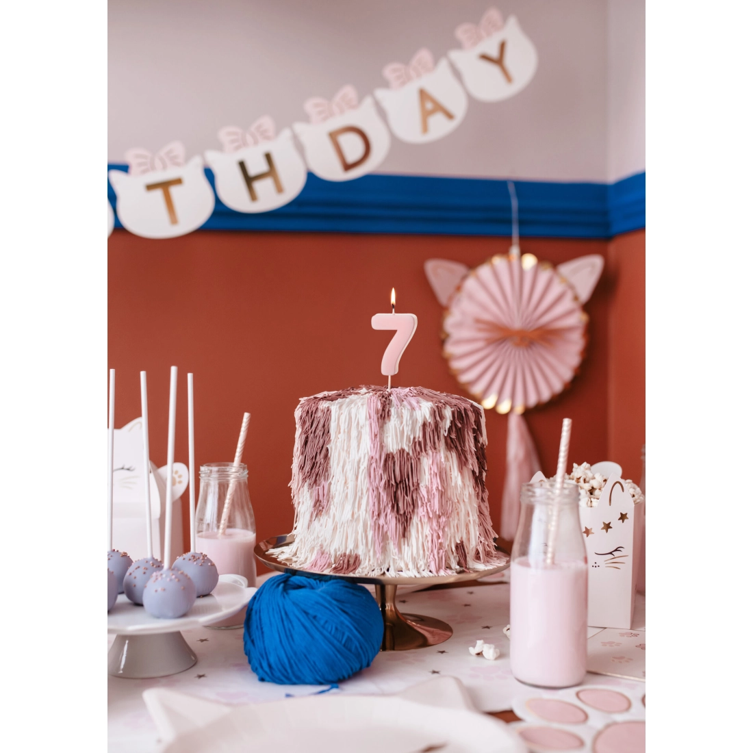 Világos rózsaszín tortagyertya 7-es szám