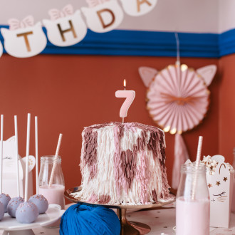 Sviečka na tortu číslo 7 svetloružová