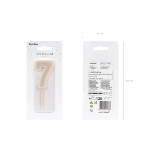 Sviečka na tortu číslo 7 teplá sivá