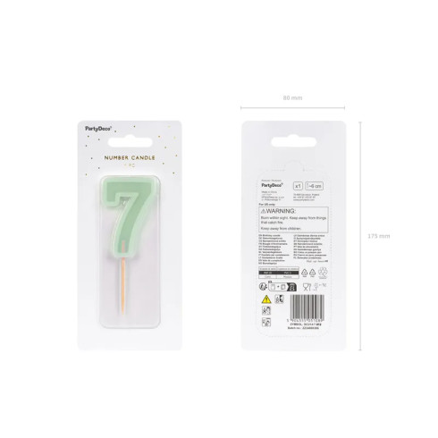 Sviečka na tortu číslo 7 zelená