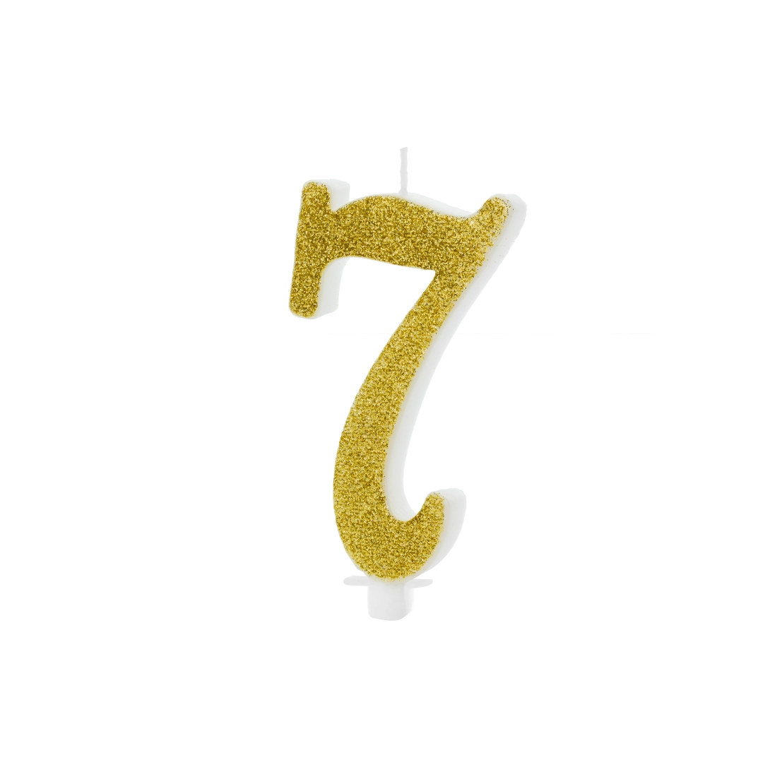 Lumânare pentru tort, cifră 7, aurie cu sclipici