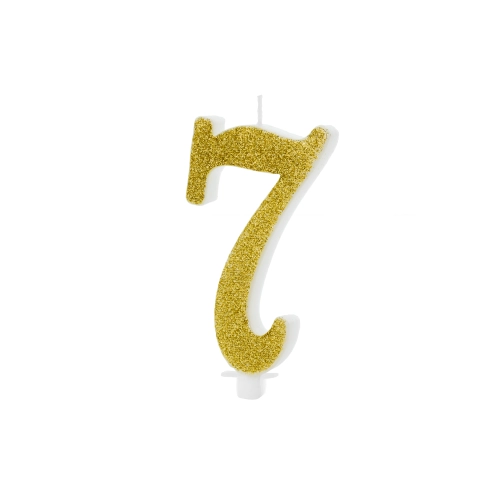 Svjećica za tortu broj 7 zlatna s glitterom
