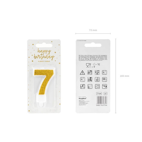 Svijeća za tortu broj 7 zlatna sjajna