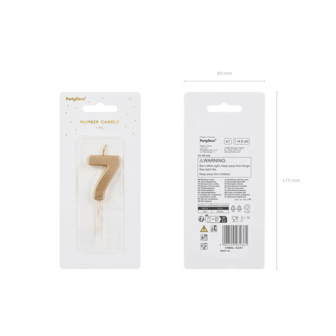 Sviečka na tortu číslo 7 zlatá