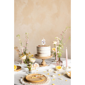 Sviečka na tortu číslo 8 biela s kvetmi 8 cm