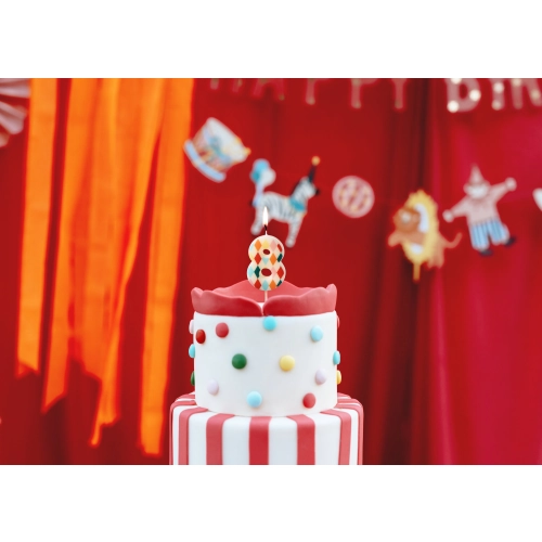 Lumânare pentru tort cifră 8, culori asortate, 5,5 cm
