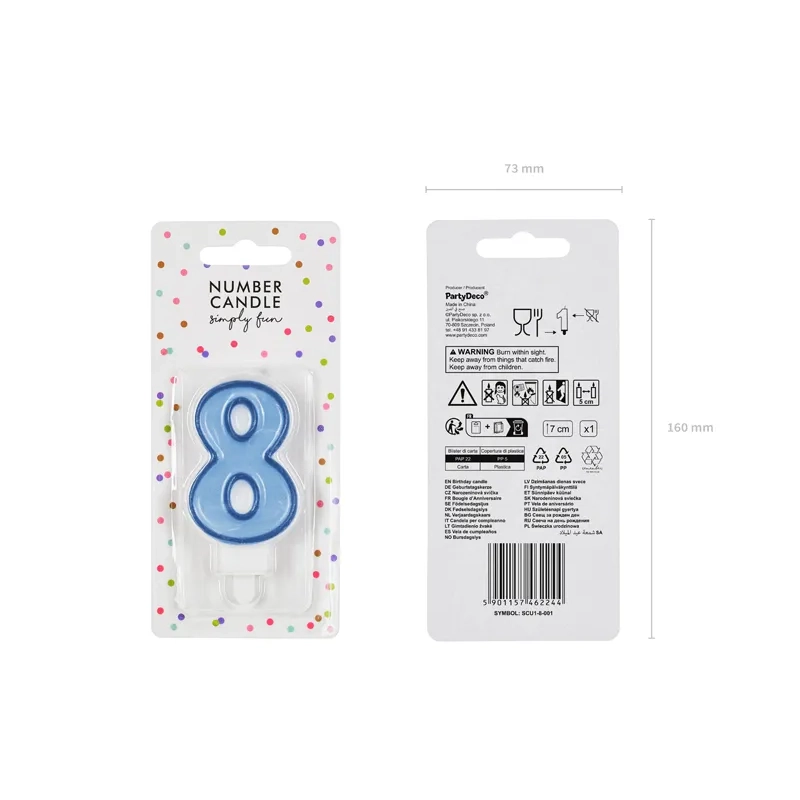 Kék tortagyertya 8-as szám