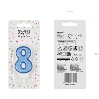 Svíčka na dort číslo 8 modrá