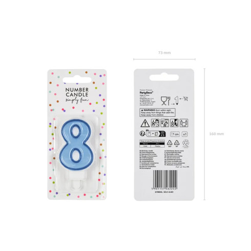 Sviečka na tortu číslo 8 modrá