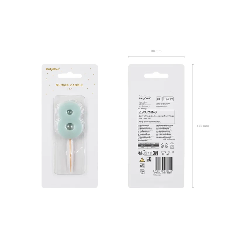 Világoskék 8-as számú tortagyertya