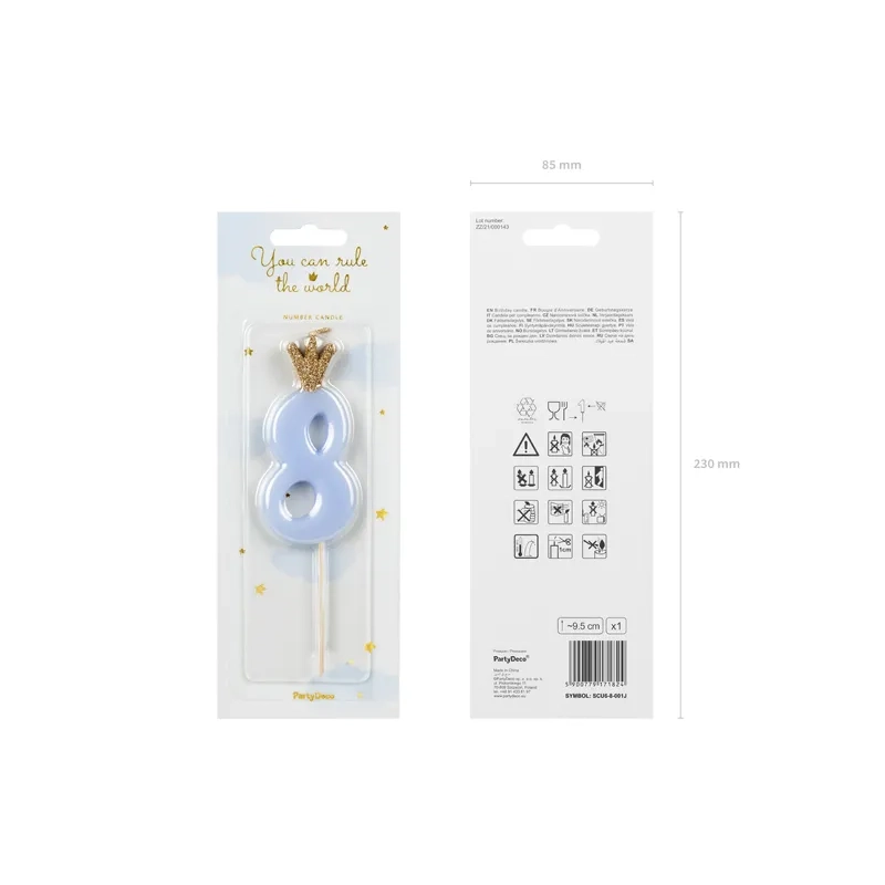 Világoskék tortagyertya 8-as szám