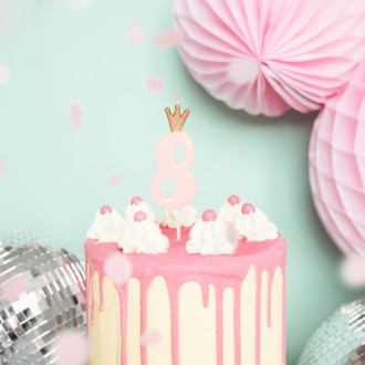 Sviečka na tortu číslo 8 svetloružová