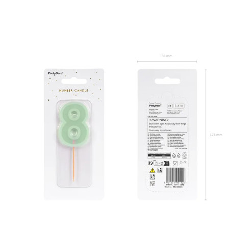 Sviečka na tortu číslo 8 zelená