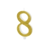 Lumânare pentru tort cifră 8, aurie, 10 cm