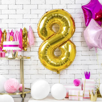 Sviečka na tortu číslo 8 zlatá 7 cm