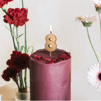 Sviečka na tortu číslo 8 zlatá