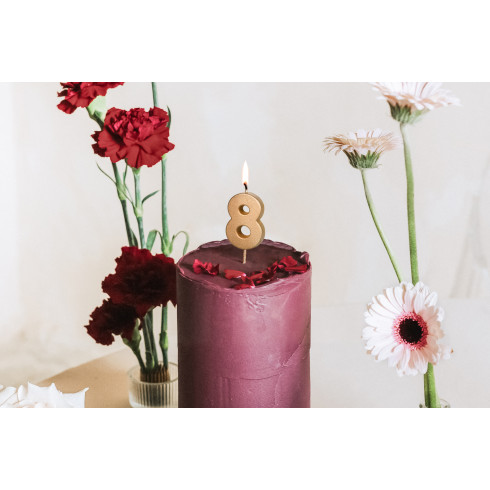 Sviečka na tortu číslo 8 zlatá