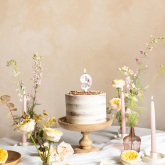 Sviečka na tortu číslo 9 biela s kvetmi 8 cm