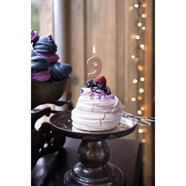 Lumânare pentru tort cifra 9 rose gold