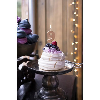 Sviečka na tortu číslo 9 rose gold