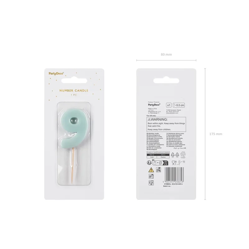 Világoskék tortagyertya 9-es szám