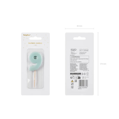 Sviečka na tortu číslo 9 svetlomodrá