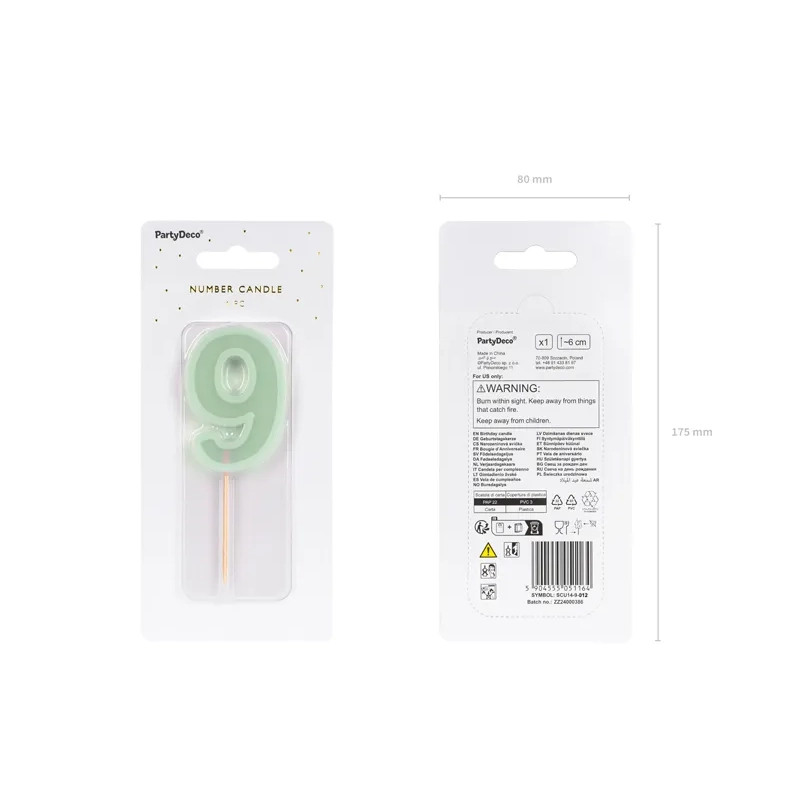 Zöld tortagyertya 9-es szám