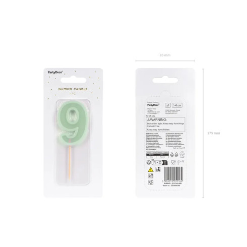 Zelena svjećica za tortu broj 9