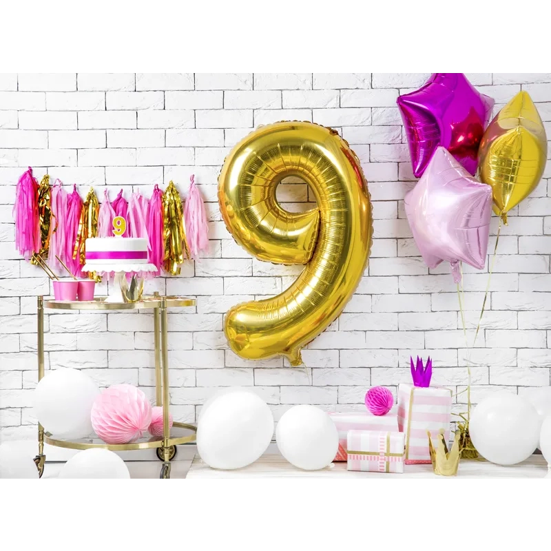 Csillogó arany tortagyertya 9-es szám