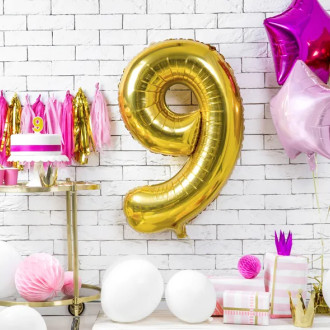 Sviečka na tortu číslo 9 zlatá trblietavá