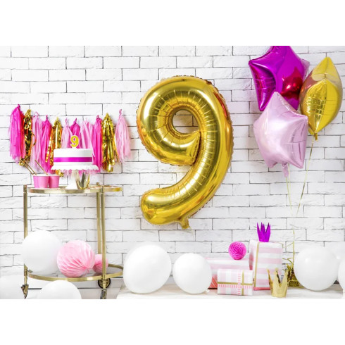 Svíčka na dort číslo 9 zlatá třpytivá