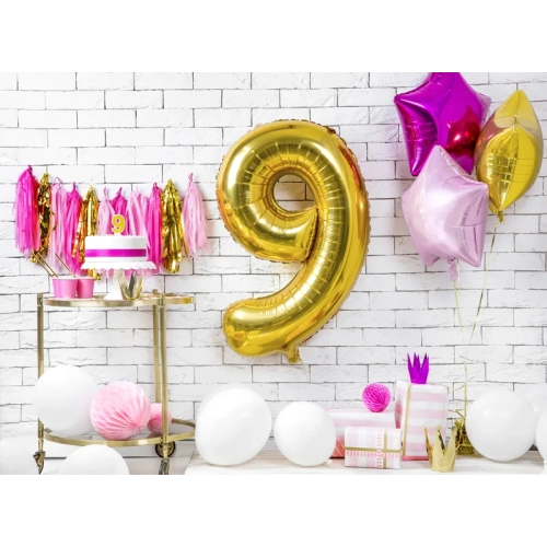 Csillogó arany tortagyertya 9-es szám