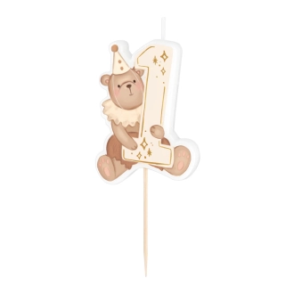 Svečka za torto medvedek s številko 1