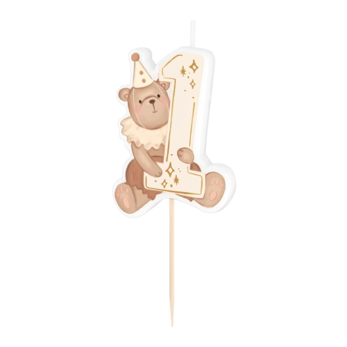 Tortagyertya mackóval, 1-es számmal