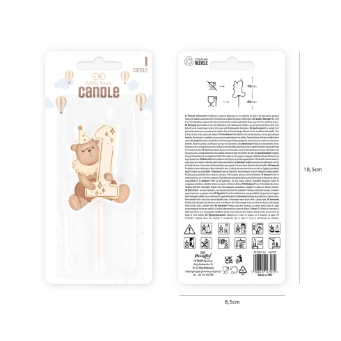 Svečka za torto medvedek s številko 1