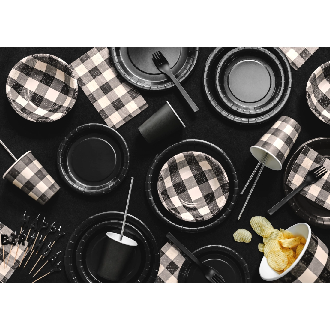 Svečke za torto Happy Birthday, črne, 13 kosov