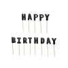 Svečke za torto Happy Birthday, črne, 13 kosov