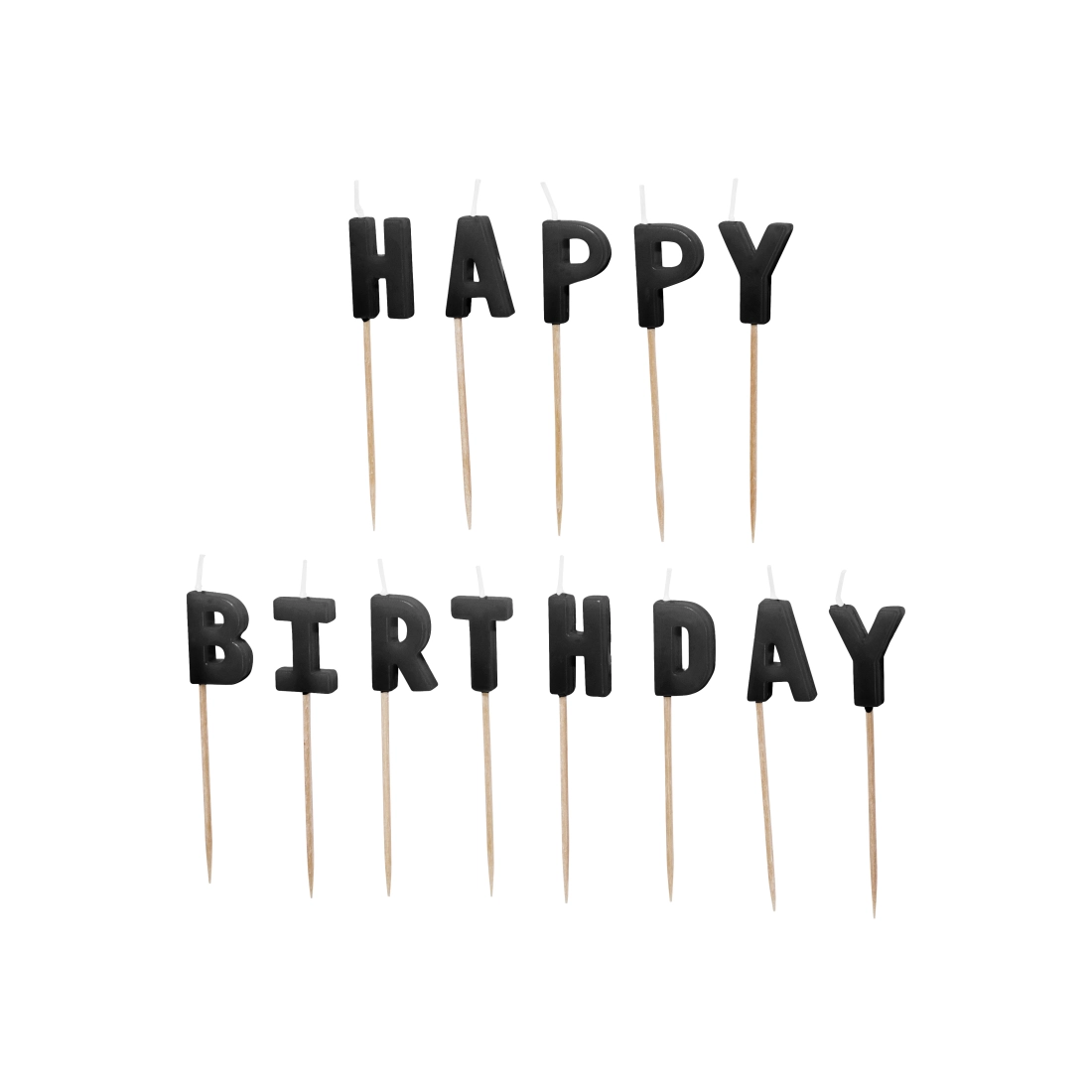 Svečke za torto Happy Birthday, črne, 13 kosov