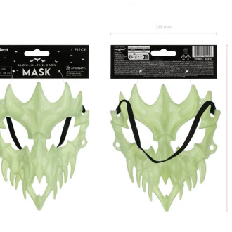 Svetleča lobanjska maska za noč čarovnic, 14,5 × 18 cm, fosforescentna