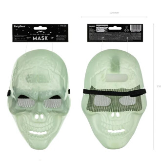 Svetleča maska lobanje za obraz 17 × 27 cm – fosforescentna za zabave