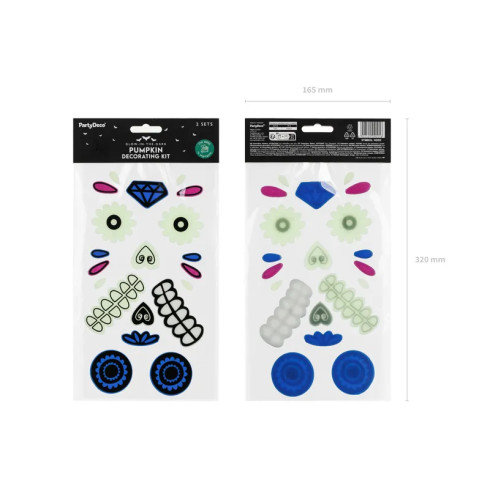 Svetleče gelne nalepke za bučo, mešanica motivov, 2 kosa v pakiranju