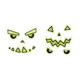 Világító géles tökmatricák – 2 db, halloweeni arcok