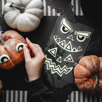Svetleče gel nalepke za bučo – 2 kosa, Halloween obrazi