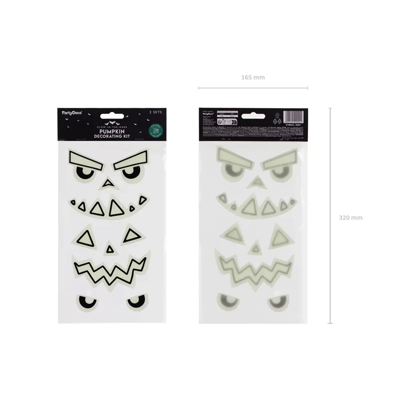 Világító géles tökmatricák – 2 db, halloweeni arcok