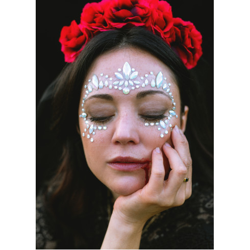 Svetleči samolepilni kamni za obraz, 15 × 9 cm – festivalski set