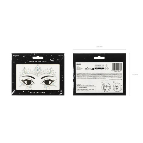 Svetleči samolepilni kamni za obraz, 15 × 9 cm – festivalski set