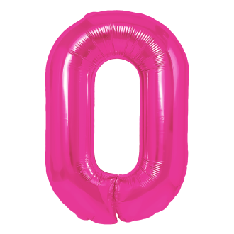 Temno rožnat balon za rojstni dan številka 0, 100 cm