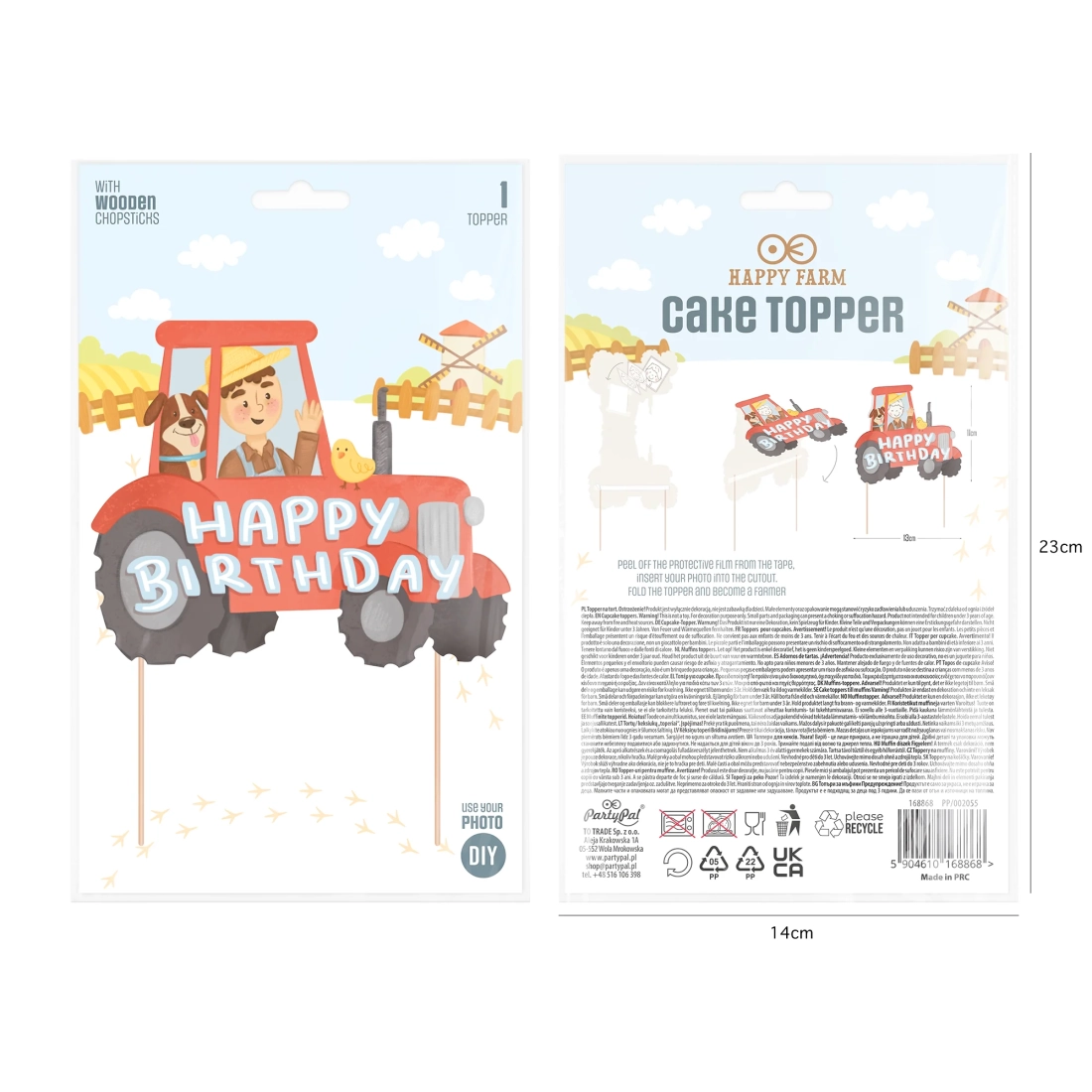 Topper za torto kmetija traktor DIY s fotografijo