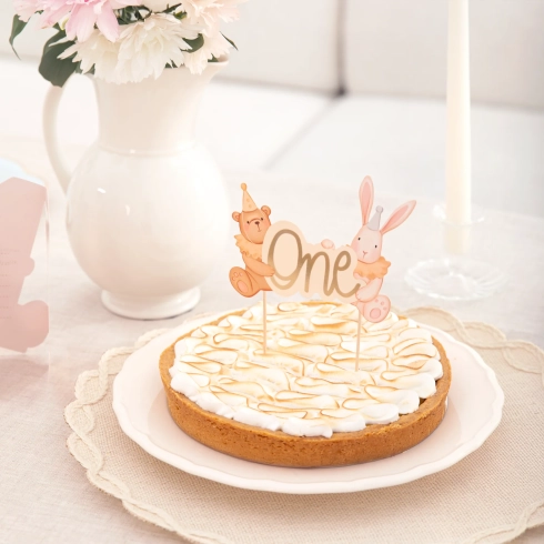 Topper na dort One medvídek a zajíček na 1. narozeniny